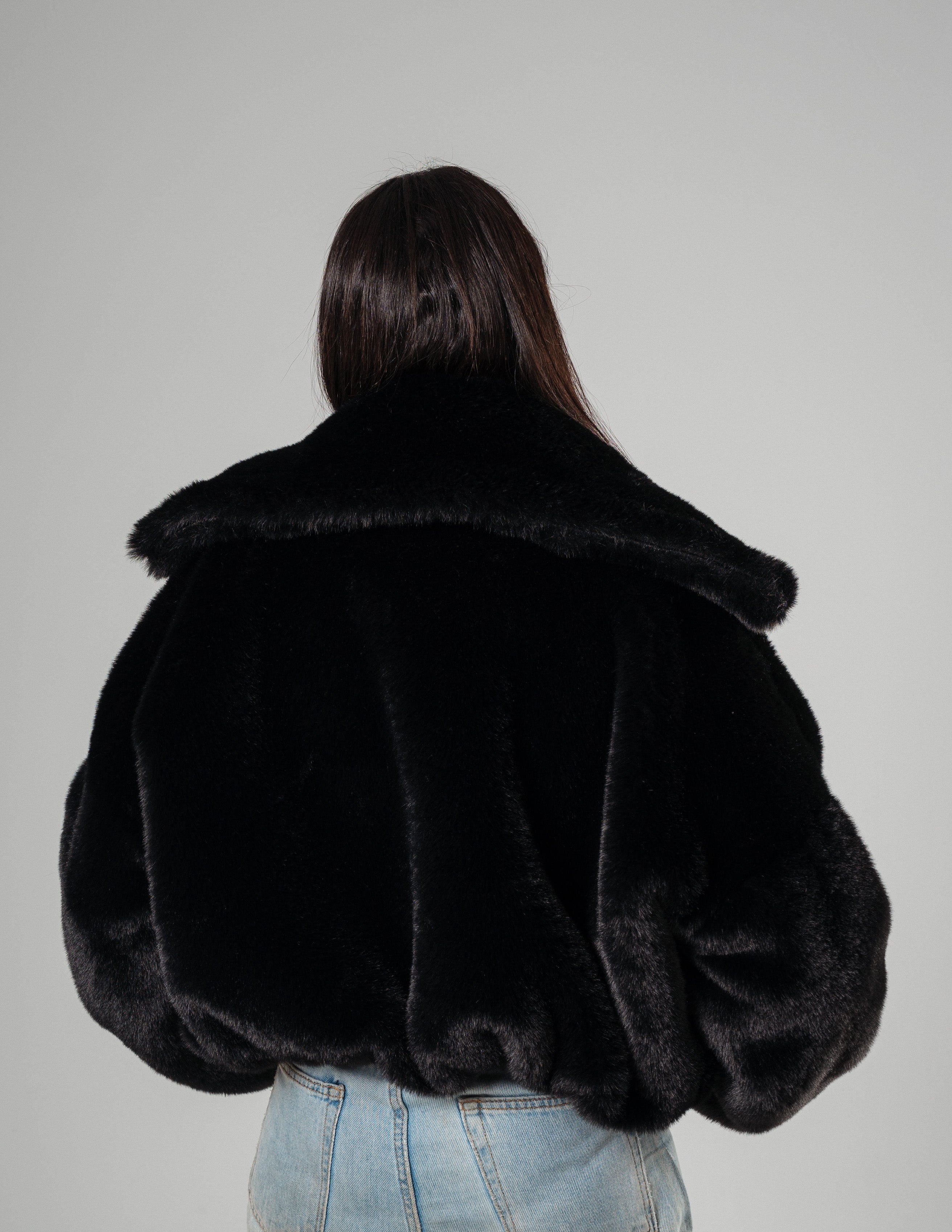 Black Cat Fur Jacket