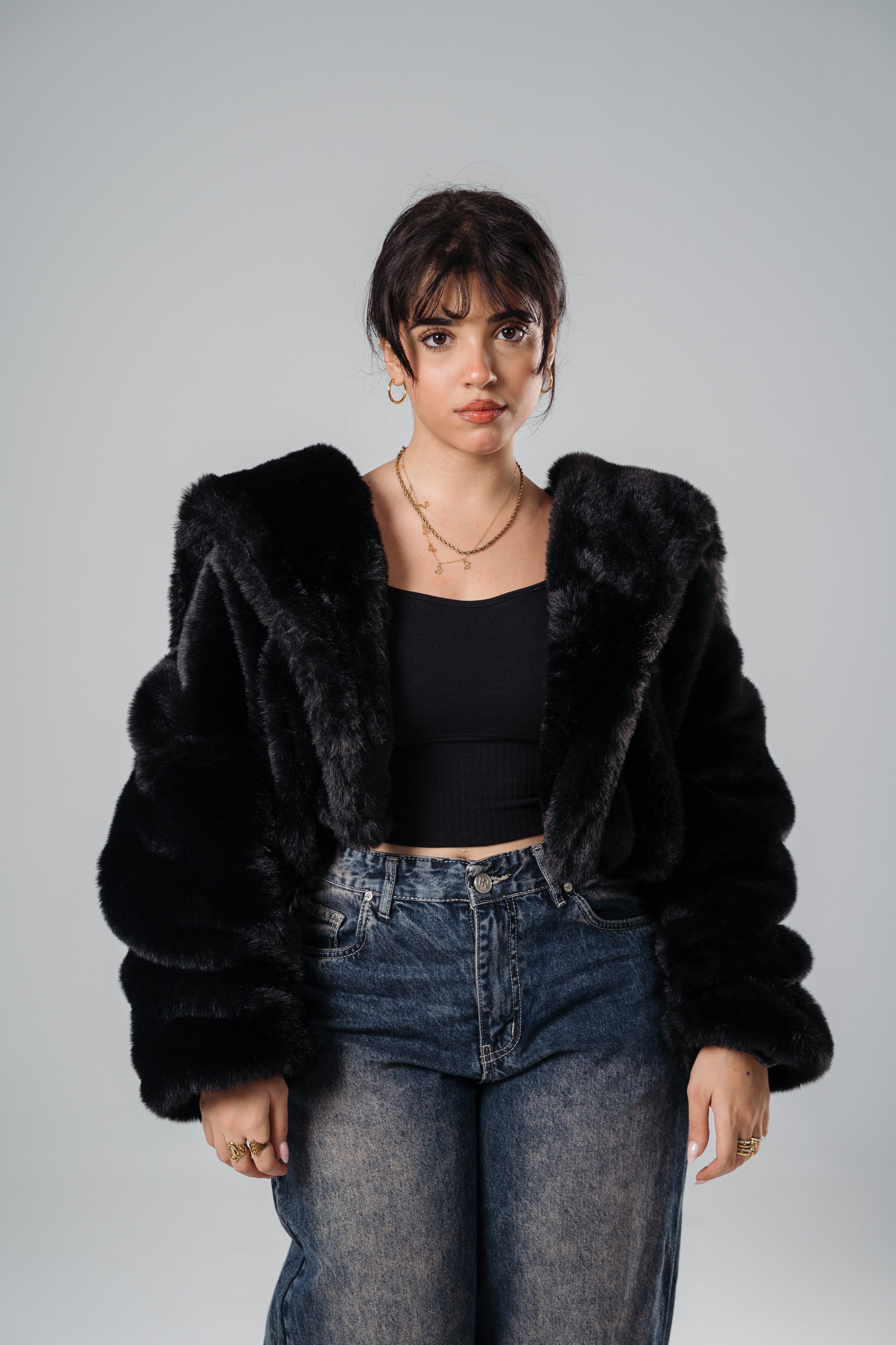 Black Cat Fur Jacket
