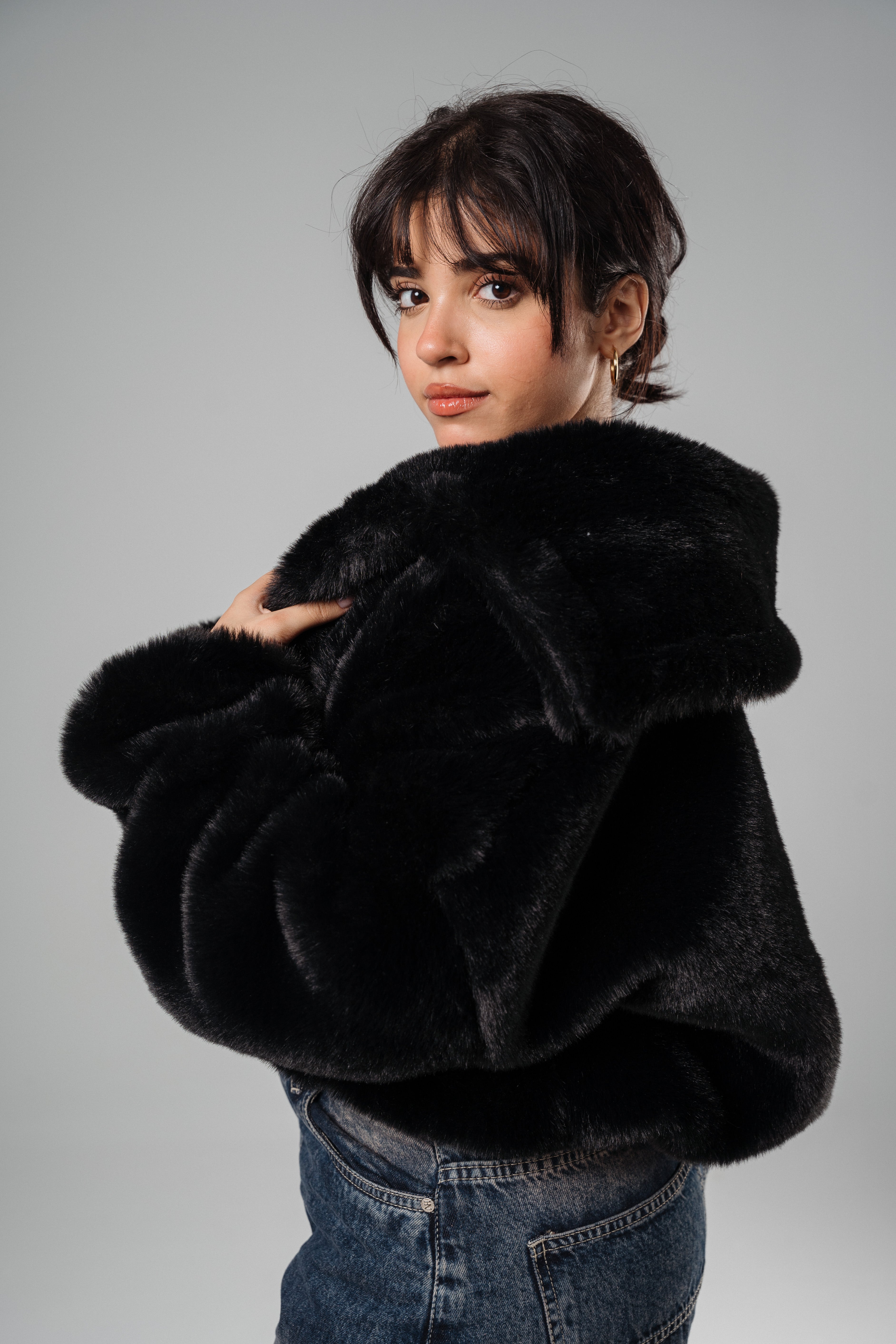 Black Cat Fur Jacket